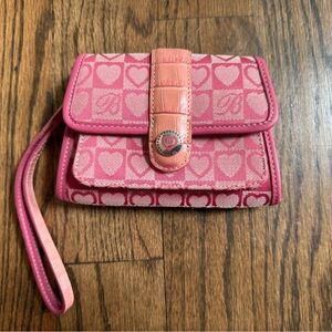 Brighton Pink Heart Mini Wallet Purse with Straps for Wristlet or Crossbody